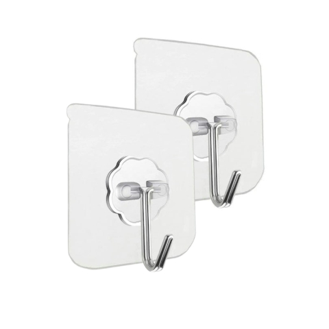 Diverse uz casnic - Cuier autoadeziv rotativ 180°, impermeabil, PVC si otel inoxidabil, 5.5 x 5.5 cm, transparent – organizare flexibila fara gaurire