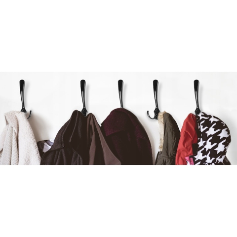 Cuier pentru haine, accesorii, metal, montare pe perete, 13.8 x 7 cm, negru [11]