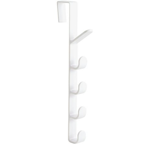 CASA & GRADINA - Cuier pentru usa, 5 carlige, haine, accesorii, plastic, 26.7 x 1.7 x 4.7 cm, alb