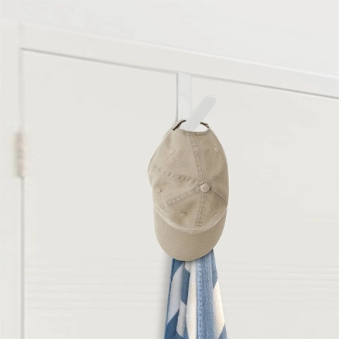 Cuier pentru usa, 5 carlige, haine, accesorii, plastic, 26.7 x 1.7 x 4.7 cm, alb [5]