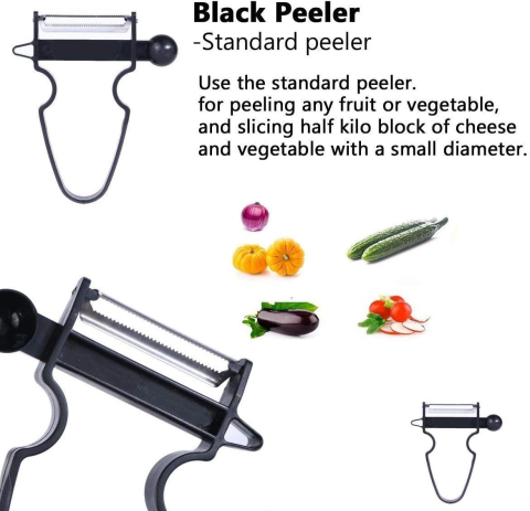 Curatator legume si fructe pentru decojire precisa, lama inox zimtata 68 mm, design ergonomic antiderapant, negru [3]