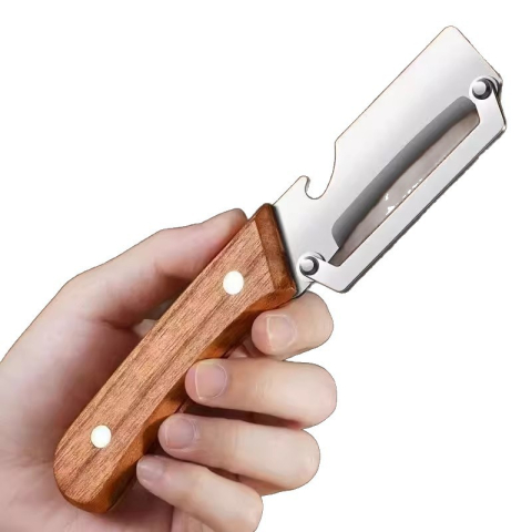 CASA & GRADINA - Curatator multifunctional argintiu cu maner din lemn, lama metalica