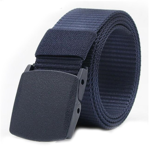 Curele - Curea barbati din nylon ajustabila, design fara gauri, catarama din otel si plastic, 120 cm, albastru marin – rezistenta, confort si stil modern