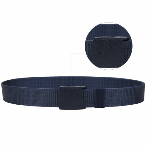 Curea barbati din nylon ajustabila, design fara gauri, catarama din plastic rezistent, 120 cm, albastru inchis – confort, rezistenta si stil modern [4]