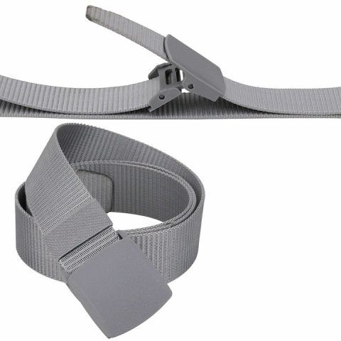 Curea barbati din nylon ajustabila, design fara gauri, catarama din plastic rezistent, 120 cm, argintiu metalizat – stil modern, confort si rezistenta zilnica [3]