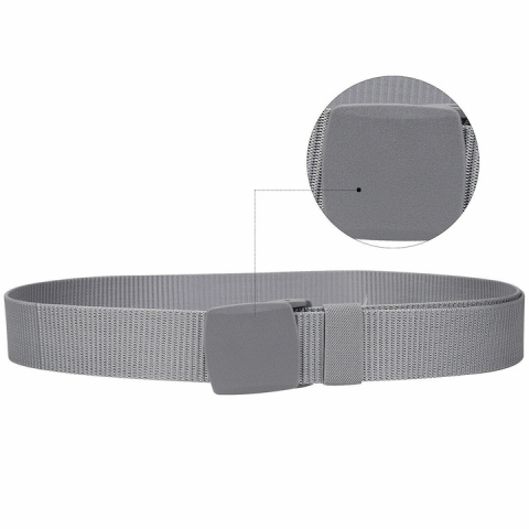 Curea barbati din nylon ajustabila, design fara gauri, catarama din plastic rezistent, 120 cm, argintiu metalizat – stil modern, confort si rezistenta zilnica [1]