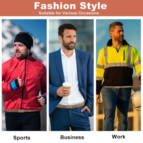 Curea barbati din nylon ajustabila, design fara gauri, catarama din plastic rezistent, 120 cm, auriu – eleganta, practica si confortabila pentru uz zilnic [7]