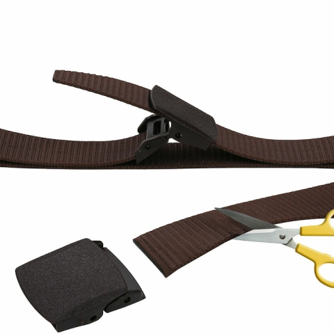 Curea barbati din nylon ajustabila, design fara gauri, catarama din plastic rezistent, 120 cm, maro inchis – rezistenta, confort si eleganta zilnica [1]