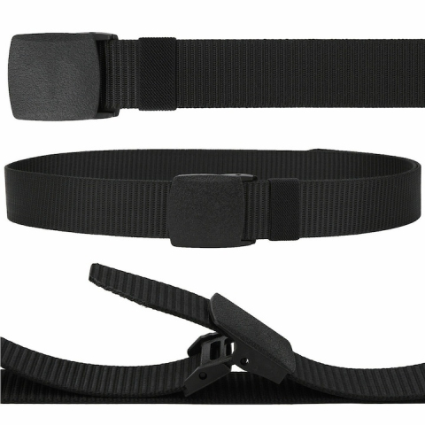 Curea barbati din nylon ajustabila, design fara gauri, catarama din plastic rezistent, 120 cm, neagra – confort, rezistenta si stil modern [7]