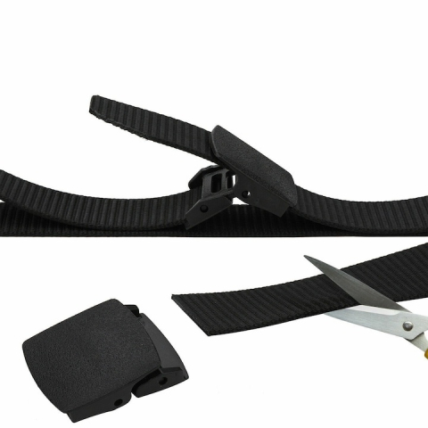 Curea barbati din nylon ajustabila, design fara gauri, catarama din plastic rezistent, 120 cm, neagra – confort, rezistenta si stil modern [6]