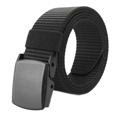 Diverse Accesorii - Curea barbati din nylon ajustabila, design fara gauri, catarama din plastic rezistent, 120 cm, negru inchis – eleganta discreta, confort si durabilitate