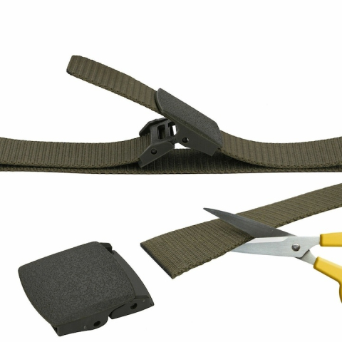 Curea barbati din nylon ajustabila, design fara gauri, catarama din plastic rezistent, 120 cm, verde kaki – confort, durabilitate si stil casual modern [2]