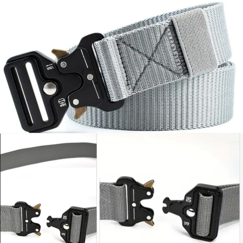 Curea tactica, pentru barbati, poliester, 131 x 3.8 cm, ajustabila, rezistenta, gri [4]