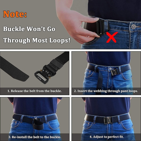 Curea tactica pentru barbati, reglabila, cu catarama din aliaj de aluminiu, rezistenta la abraziune, material textil respirabil, 125 cm, negru-auriu [4]