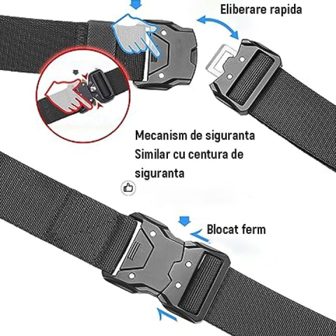Curea tactica, reglabila, textil/metal, negru [3]