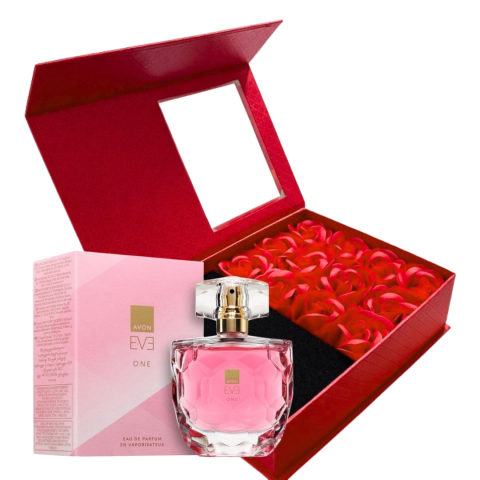 Cutie cadou Love Forever cu 12 trandafiri de sapun si apa de parfum Avon Eve One pentru femei 50 ml, cadou elegant si rafinat [1]