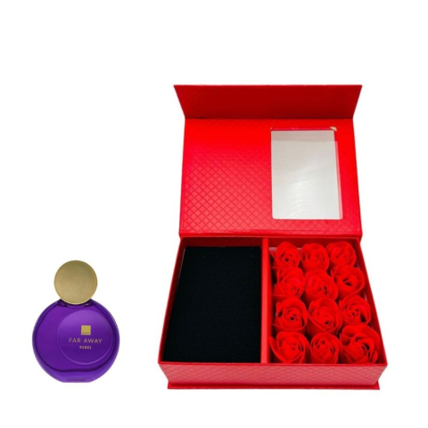 Cutie cadou Love Forever cu 12 trandafiri de sapun si apa de parfum Avon Far Away Rebel pentru femei 50 ml, cadou elegant si rafinat [10]
