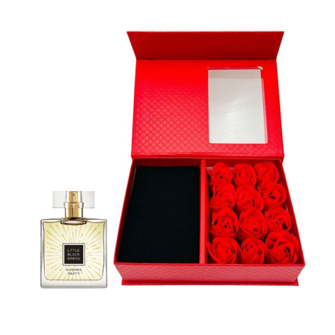 Cutie cadou Love Forever cu 12 trandafiri de sapun si apa de parfum Avon Little Black Dress Summer Party pentru femei 50 ml, cadou elegant si rafinat [6]