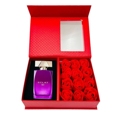 Cutie cadou Love Forever cu 12 trandafiri de sapun si apa de parfum Oriflame Eclat Nuit pentru femei 50 ml, cadou elegant si rafinat [9]
