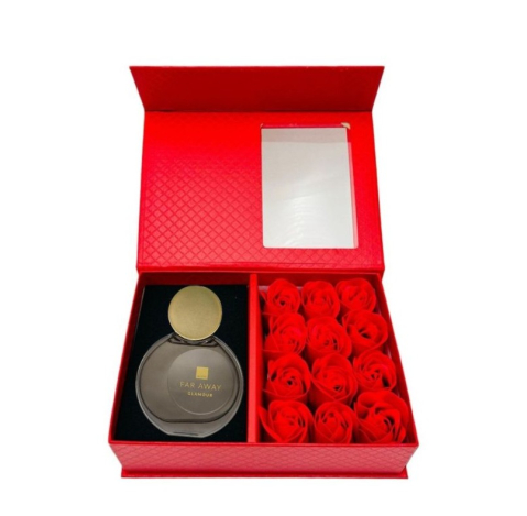 Cutie cadou Love Forever cu 12 trandafiri de sapun si apa de toaleta Avon Far Away Glamour pentru femei 50 ml, cadou elegant si rafinat [10]