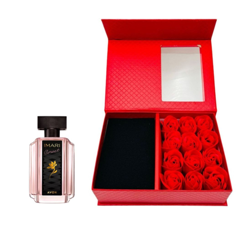 Cutie cadou Love Forever cu 12 trandafiri de sapun si apa de toaleta Avon Imari Corset pentru femei 50 ml, cadou elegant si rafinat [7]
