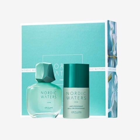 Cutii cadou femei - Cutie cadou Nordic Waters pentru Ea (parfum 50 ml, roll-on 50), Oriflame