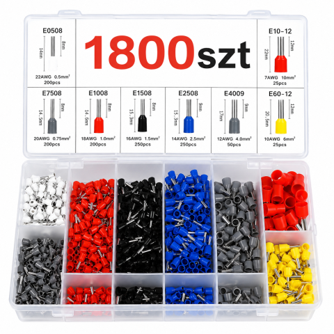 Cutie cu 1800 conectori electrici tip tub capat izolati pentru cabluri multifilare AWG 0.5-10 mm², organizator compartimentat [5]