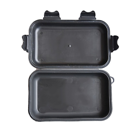 Cutie etansa depozitare universala, organizator compact ABS rezistent, 4 cleme, negru, marime M 11x18x5 cm [1]