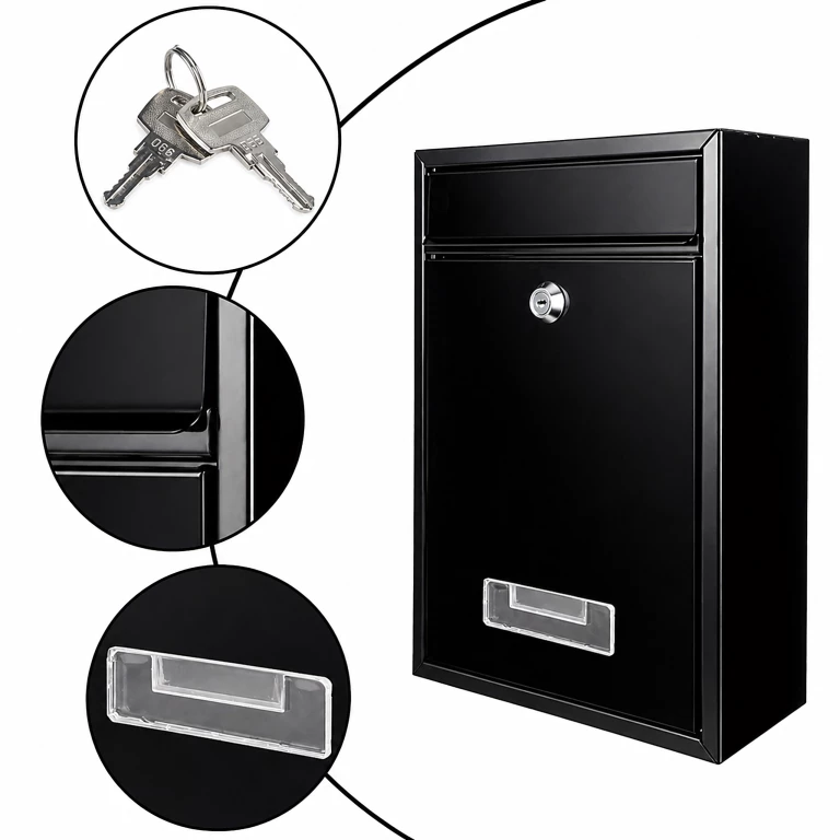 Cutie postala neagra 32 x 22 x 8,5 cm, metalica cu incuietoare si 2 chei [4]