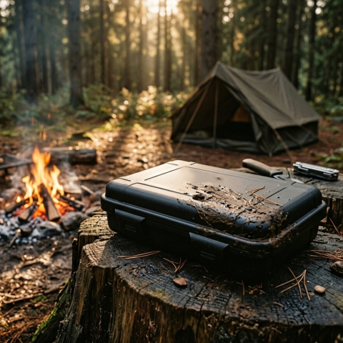 Cutie tactica outdoor ABS nivel militar IP54, rezistenta la socuri, apa si praf, 20x11.5x6 cm, cu 4 inchizatori si prindere snur [3]