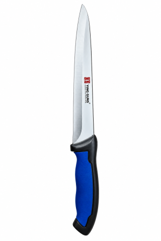 Cutit de bucatarie albastru-negru 33 cm, lama 20 cm, 98 g, otel inoxidabil, maner anti-alunecare, pentru feliere carne, peste si legume [1]