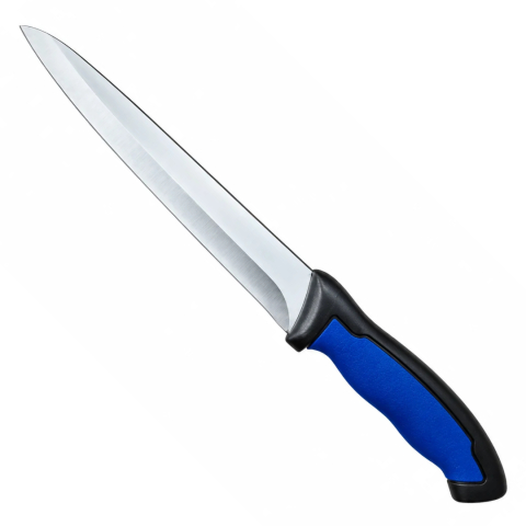 CASA & GRADINA - Cutit de bucatarie albastru-negru 33 cm, lama 20 cm, 98 g, otel inoxidabil, maner anti-alunecare, pentru feliere carne, peste si legume