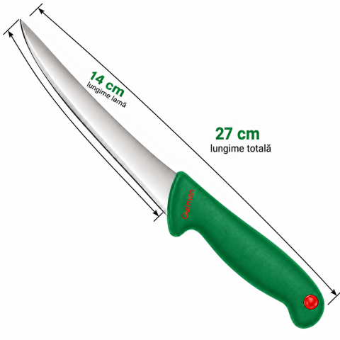 Cutit de dezosat verde, 27 cm, lama curbata 14 cm din otel inoxidabil [1]