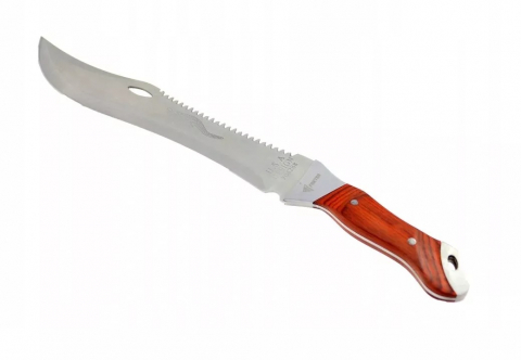 Cutite si tacamuri - Cutit de vanatoare, tip maceta, maner ergonomic, 47 cm, husa inclusa, maro/argintiu