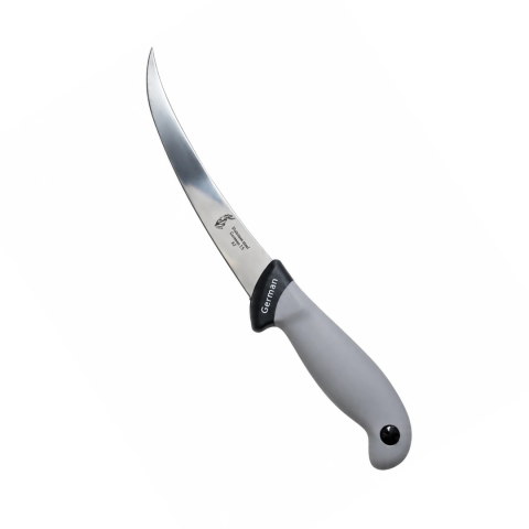 CASA & GRADINA - Cutit filetat gri 29 cm, lama curbata 15 cm, 100 g, otel inoxidabil, maner ergonomic, pentru peste, carne si taiere de precizie