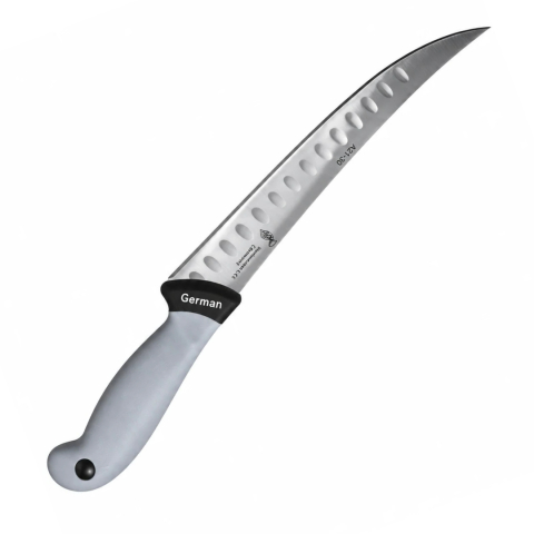 Cutit macelar gri 33 cm, lama 19 cm curbata cu alveole, 122 g, otel inoxidabil, maner ergonomic cu protectie, pentru fasonare carne [2]