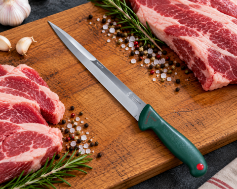 Cutit macelar pentru injunghiere porc, verde 37 cm, lama dreapta 23 cm cu 2 taisuri, 3 mm, 145 g, otel inoxidabil [2]