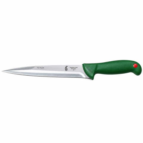 Cutit macelar verde 33 cm, lama 21 cm ascutita pe ambele parti, 150 g, otel inoxidabil, maner ergonomic, pentru injunghiere si spintecare [1]