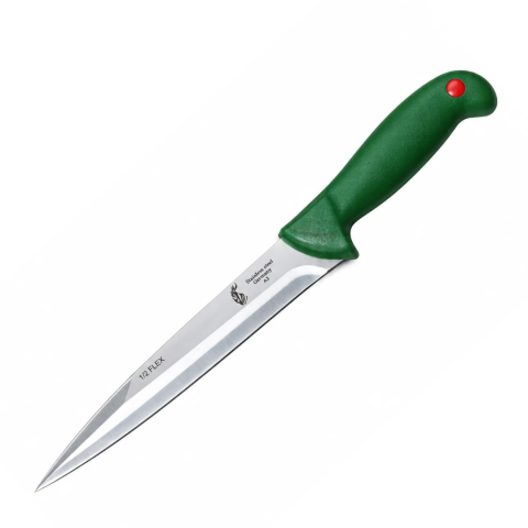 Cutite si tacamuri - Cutit macelar verde 33 cm, lama 21 cm ascutita pe ambele parti, 150 g, otel inoxidabil, maner ergonomic, pentru injunghiere si spintecare