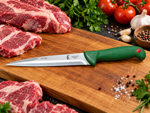 Cutit macelar verde 33 cm, lama 21 cm ascutita pe ambele parti, 150 g, otel inoxidabil, maner ergonomic, pentru injunghiere si spintecare [3]