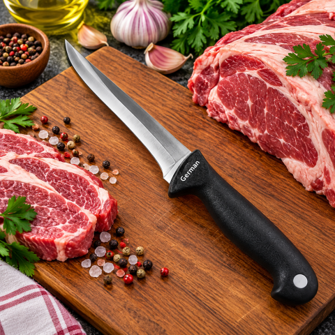 Cutit pentru dezosat negru 30 cm, lama 15 cm, 138 g, otel inoxidabil, maner ergonomic din polipropilena, pentru carne si filetat [2]