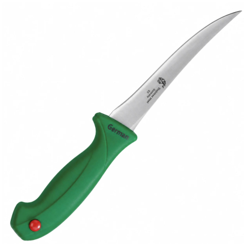 CASA & GRADINA - Cutit pentru dezosat verde 26,5 cm, lama curbata 13,5 cm, 85 g, otel inoxidabil, maner ergonomic, pentru transare si fasonare carne