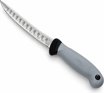Cutit pentru filetat gri 29 cm, lama ingusta curbata 15 cm cu alveole, 100 g, otel inoxidabil, maner ergonomic, pentru taiere precisa si portionare [4]