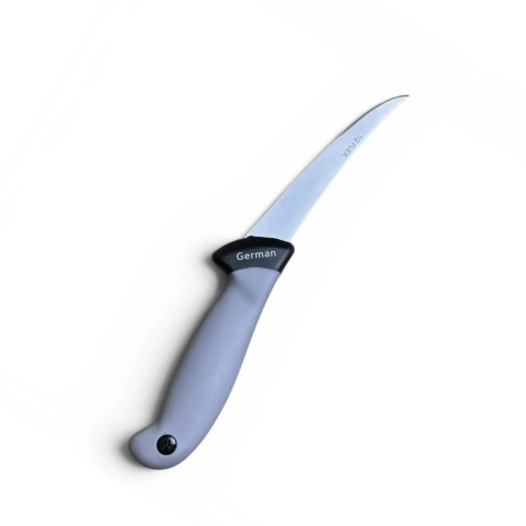 Cutit pentru filetat gri, lama flexibila curbata 12 cm, 99 g, otel inoxidabil, maner ergonomic, pentru peste, carne si portionare precisa [2]