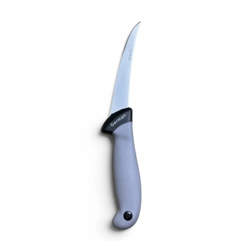 CASA & GRADINA - Cutit pentru filetat gri, lama flexibila curbata 12 cm, 99 g, otel inoxidabil, maner ergonomic, pentru peste, carne si portionare precisa