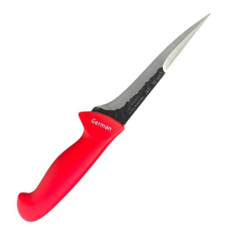 CASA & GRADINA - Cutit pentru injunghiere rosu 29 cm, lama dublu tais 15 cm, 123 g, otel inoxidabil, maner ergonomic, pentru sacrificare si procesarea carnii