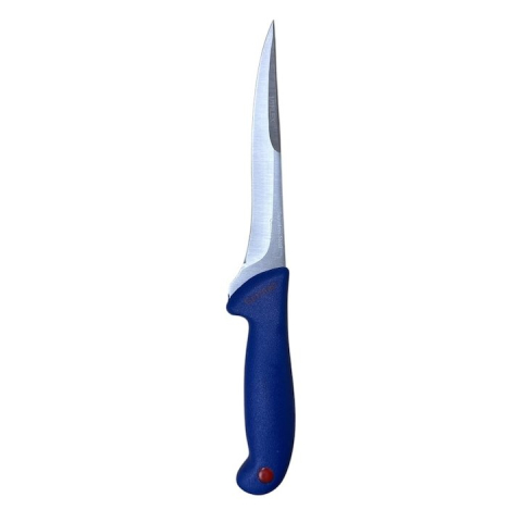 Cutit pentru transare albastru, lama curbata 13,5 cm din otel inoxidabil, maner ergonomic, pentru fasonare, curatare si portionare carne [2]