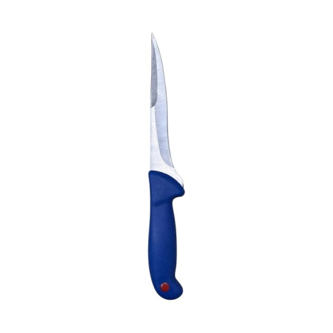 CASA & GRADINA - Cutit pentru transare albastru, lama curbata 13,5 cm din otel inoxidabil, maner ergonomic, pentru fasonare, curatare si portionare carne