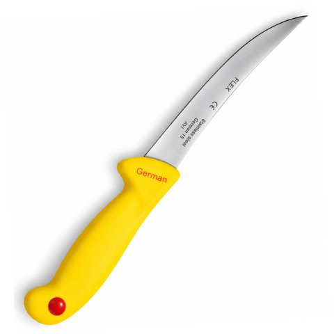 CASA & GRADINA - Cutit pentru transare galben 29 cm, lama flexibila curbata 15 cm, 90 g, otel inoxidabil, maner cu protectie, pentru carne si peste