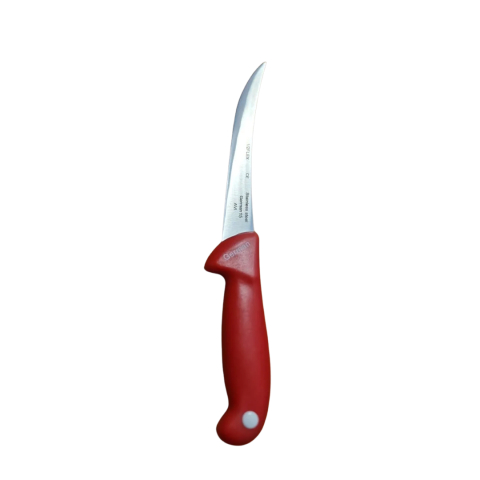 Cutit pentru transare rosu 29 cm, lama curbata 15 cm, grosime 1-2 mm, otel inoxidabil, maner ergonomic cu protectie, pentru carne si peste [4]